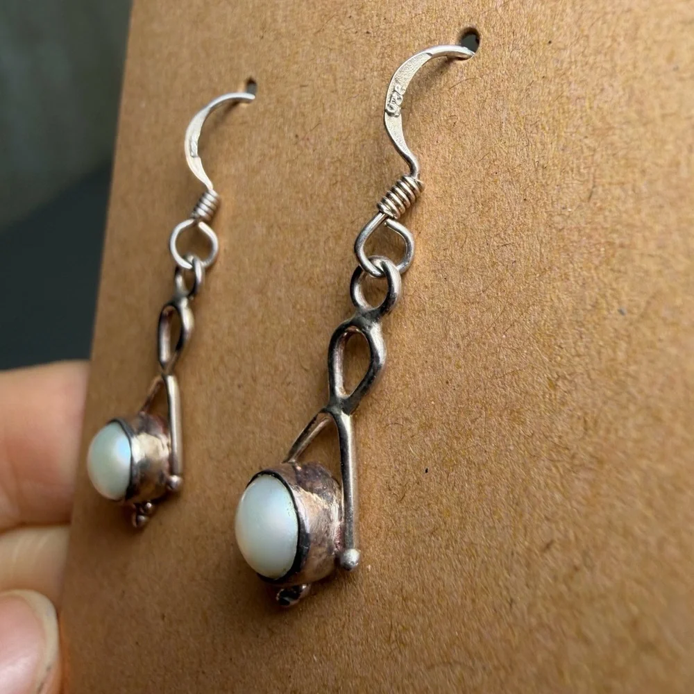 Bohemian 925 Sterling Silver Mother of Pearl Dangle - Picture 6 of 13